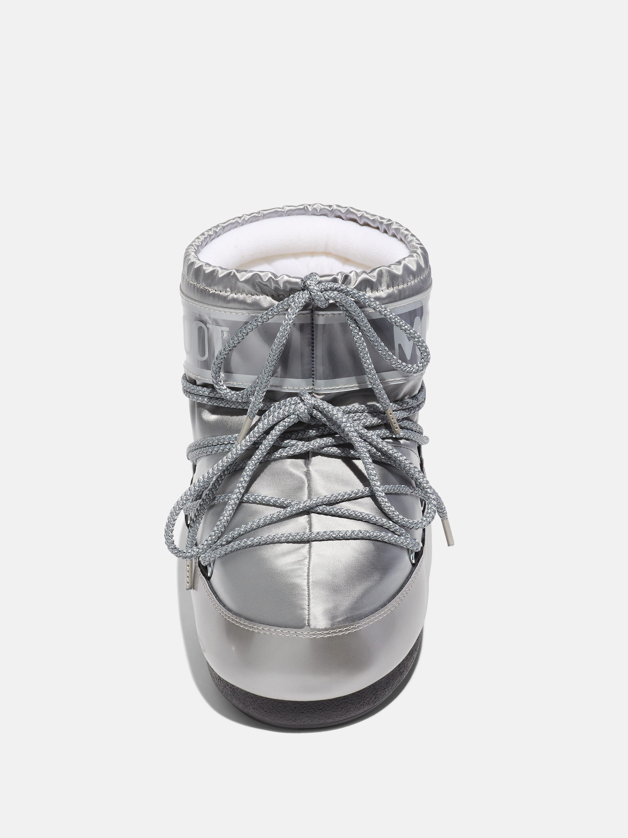 ICON LOW GLANCE SILVER SATIN BOOTS