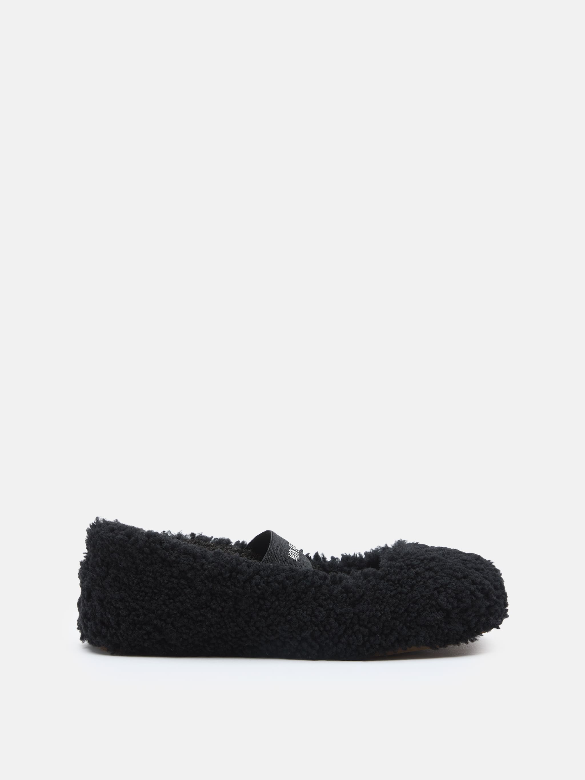 SHEARLING BLACK BALLERINAS