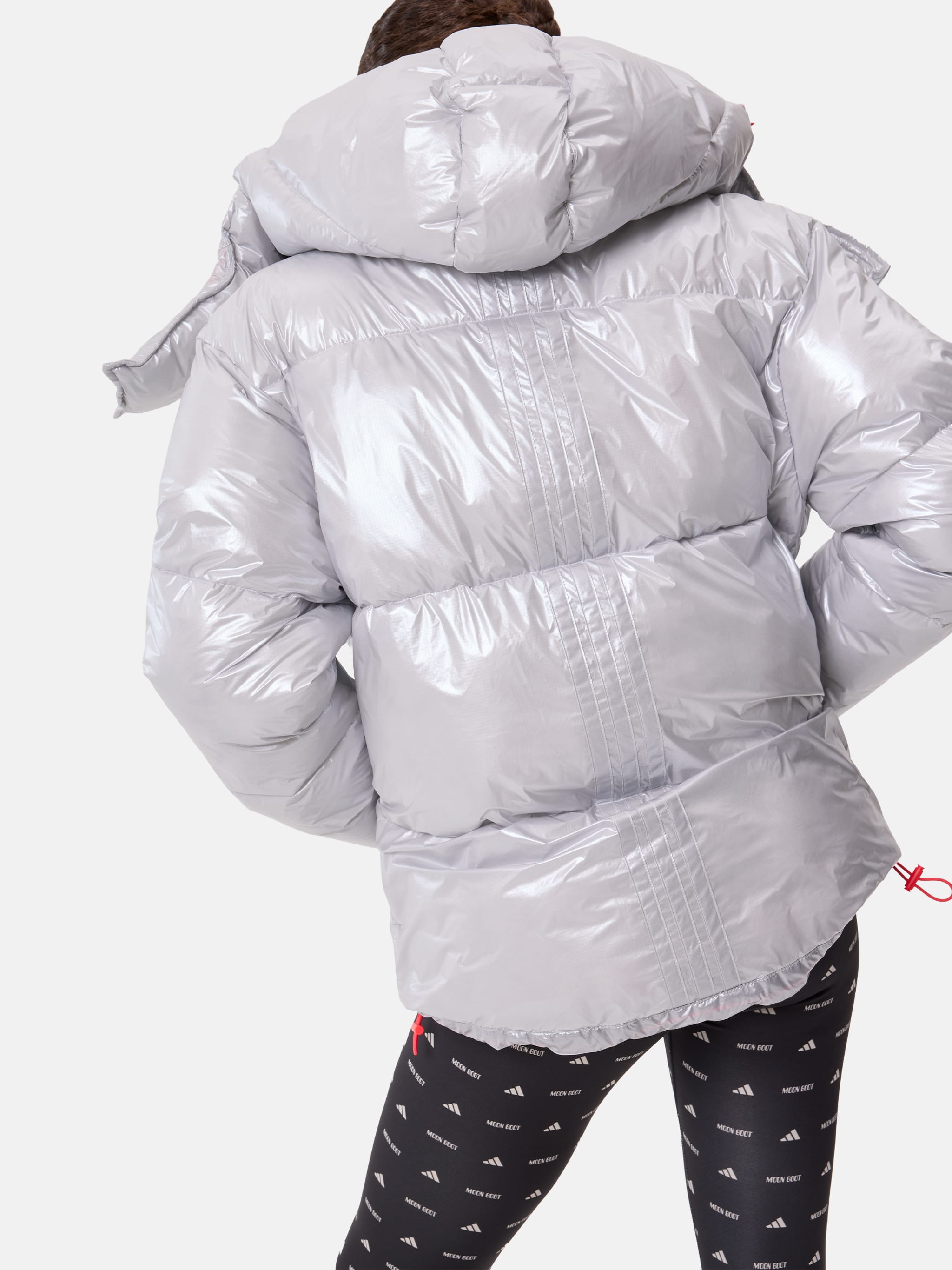 ADIDAS X MOON BOOT SILVER PUFFER JACKET