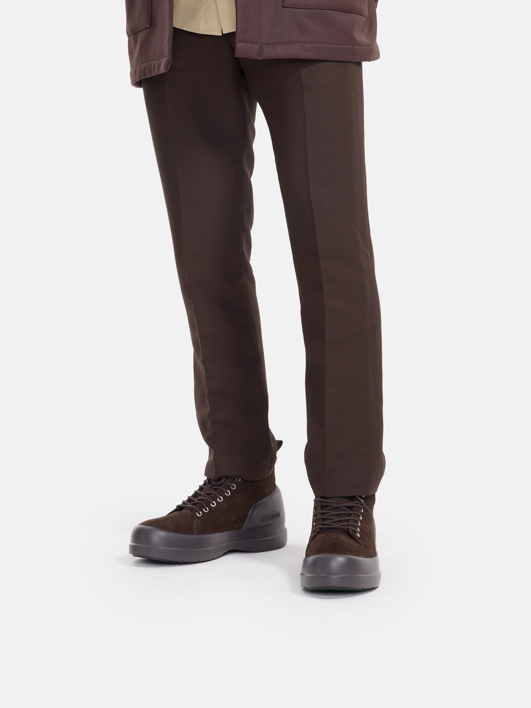 MEZZALUNA DARK BROWN SUEDE LACE UP MID BOOTS
