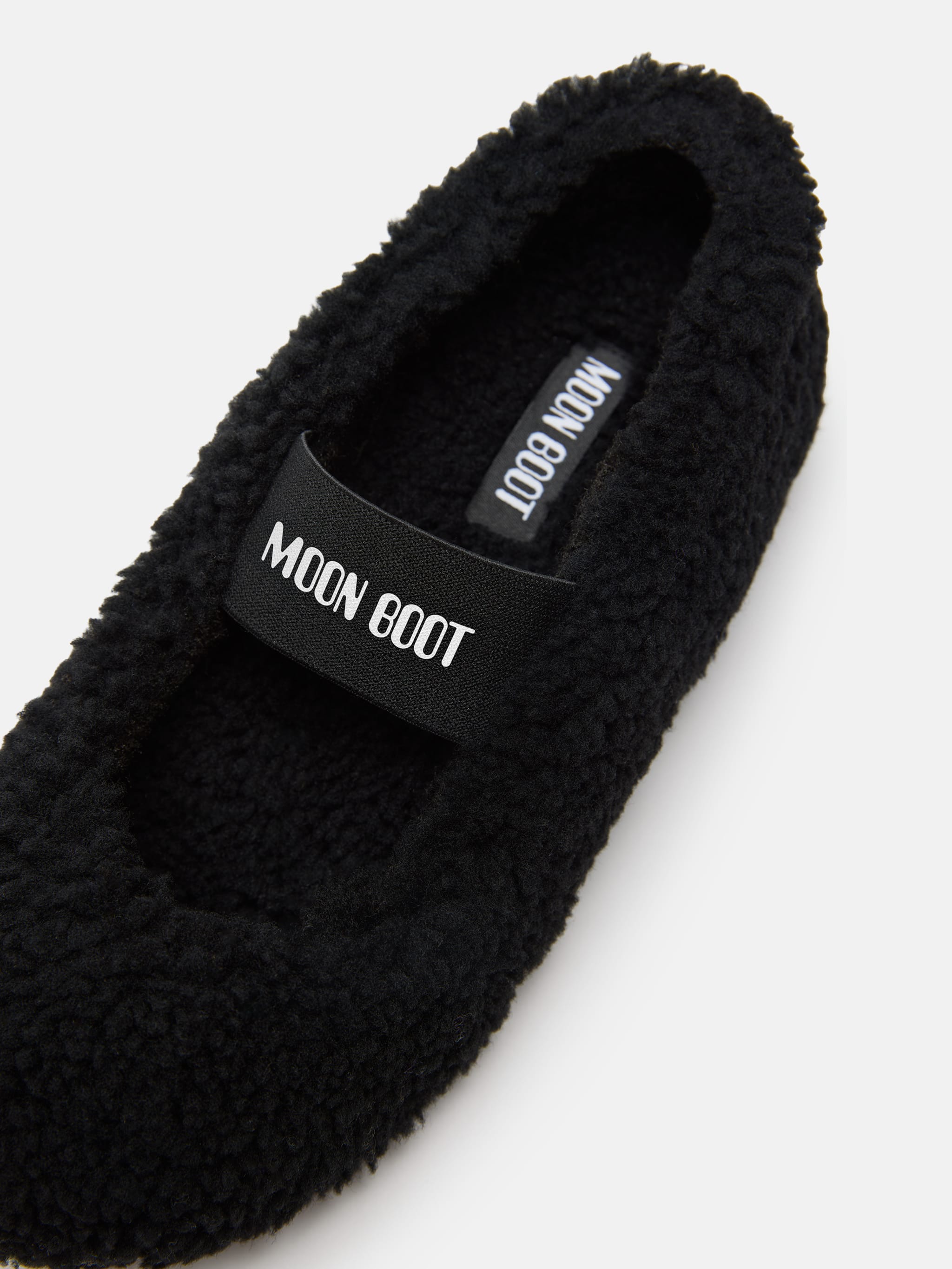 SHEARLING BLACK BALLERINAS